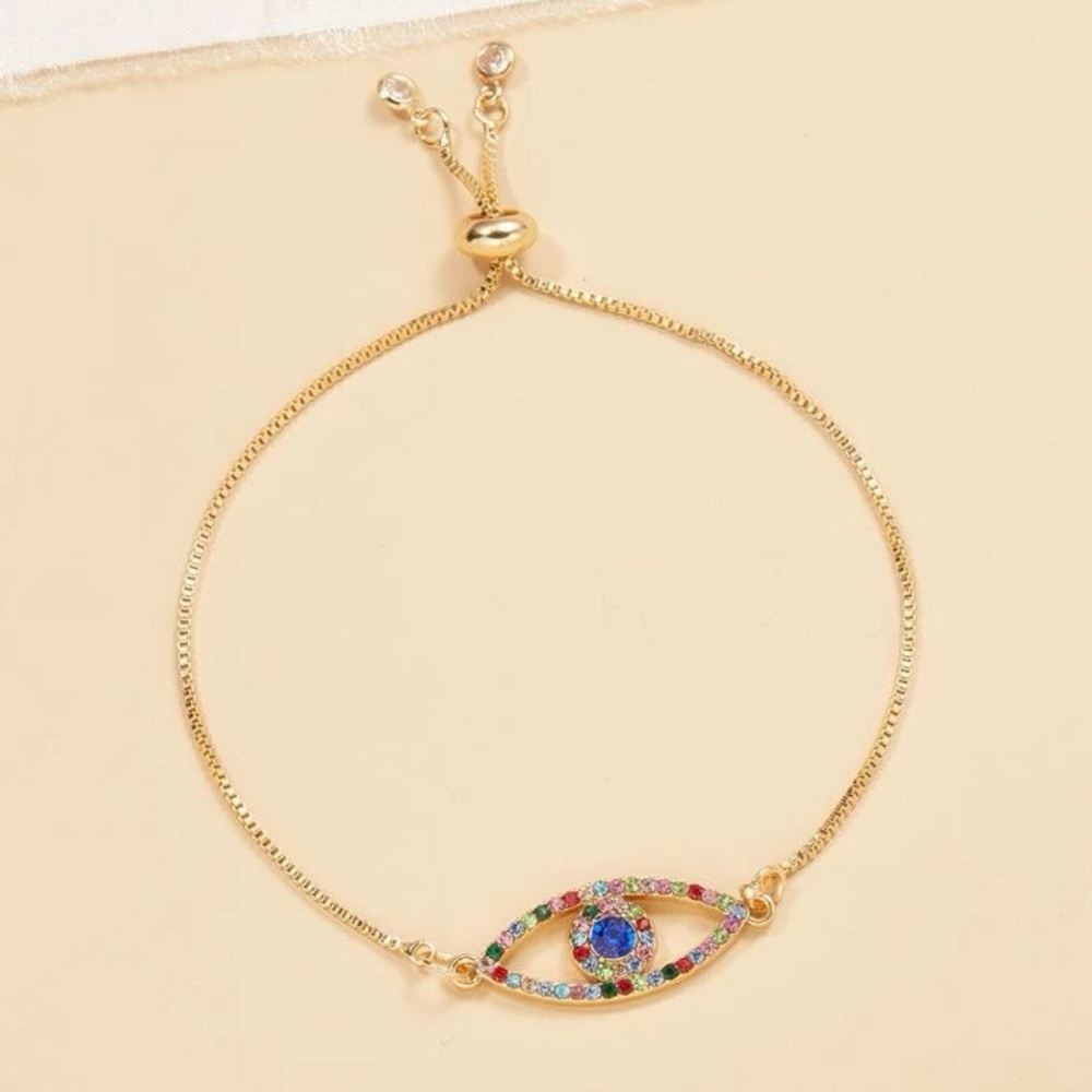 3/$30 NEW! Evil Eye Bracelet Boho Hamsa Spiritual Rhinestone Multicolor